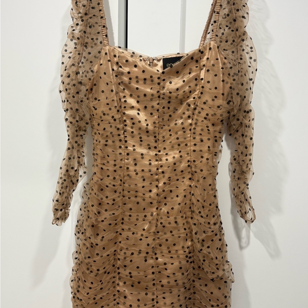 DO+BE Tan and Black Polka Dot Mini Dress